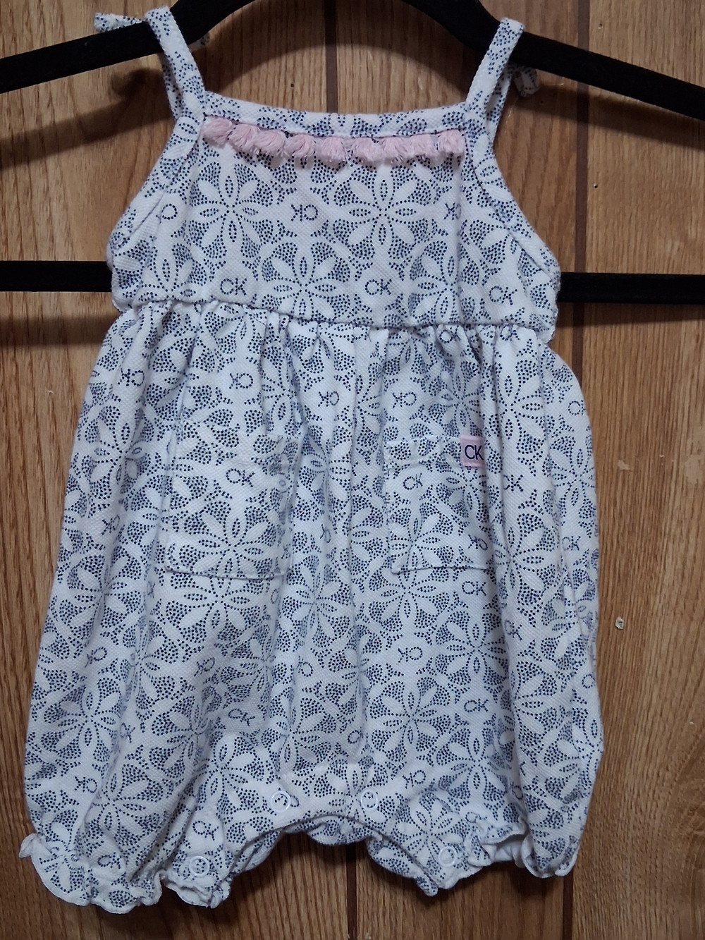 Calvin Klein Baby Girls logo printed Pique Sunsuit 0-3 Month All Over Print